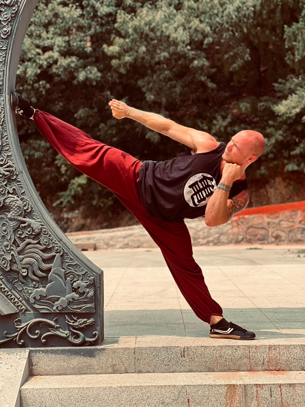 High side kick at the Chinese moon gate